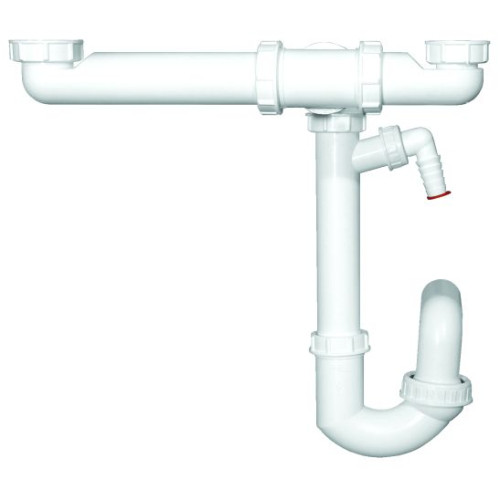 Space-saving siphon DN40x6/4" with ball joint, washing machine or dishwasher connection and waste connection DN40x6/4" Space-saving siphon DN40x6/4" with ball joint, washing machine or dishwasher connection and waste connection DN40x6/4"